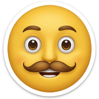 Mustache on a normal  yellow smiley with no dimple and more masculine expression  and regular eyes  sticker