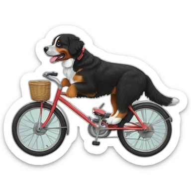 Bernese mountain dog on a bike sticker