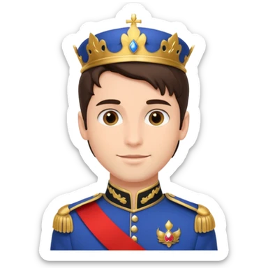 handsome brunette male prince with royal uniform sticker