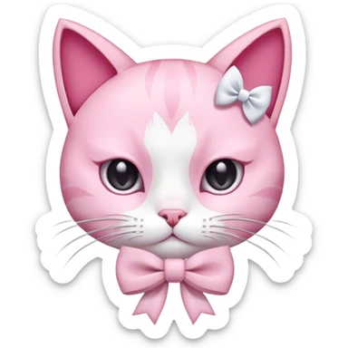 Pink cat with a white bow sticker