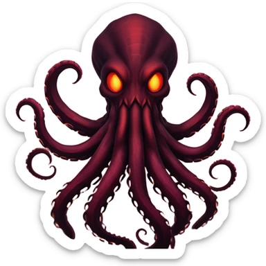 Dark tentacle monster silhouette on a dramatic red sky. sticker