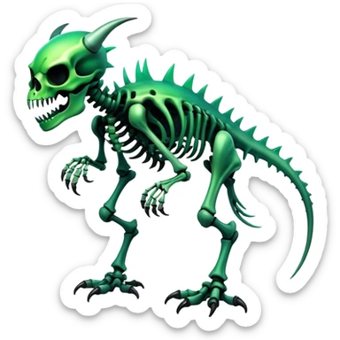 A black and green gradient epic shiny cool edgy skeletal animal-monster-creature, full body sticker