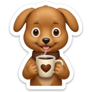 Dog with a cup of coffee sticker