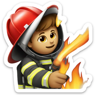 Firefighter putting out a heart on fire sticker