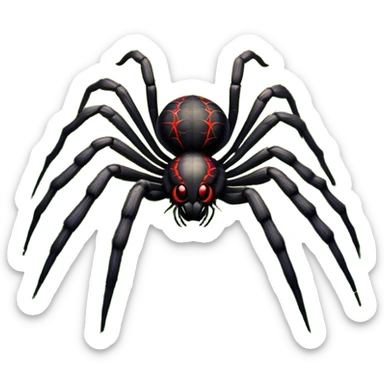 Huge spider sitting on grass with flowers, surrounded by a lush meadow. Detailed legs and body, with soft natural lighting enhancing its texture. Calm, serene background with vibrant greenery and a clear sky. Transparent background. sticker