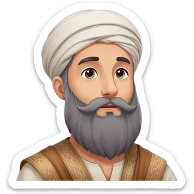 Middle Eastern sage with long beard stroking his beard while looking up at stars sticker