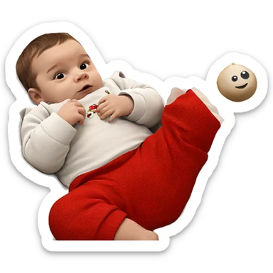 child lying under christmas tree sticker