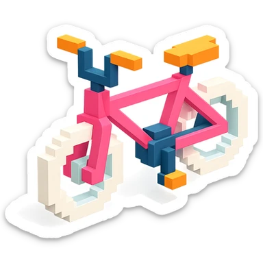 розовый велосипед BMX c белыми колесами, no background sticker