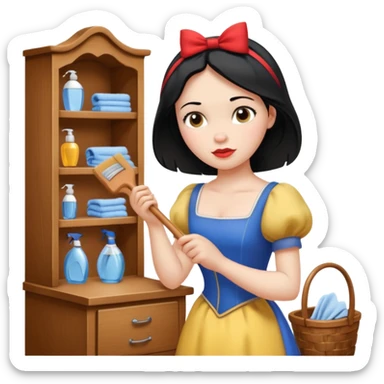 Snow white cleaning her room sticker