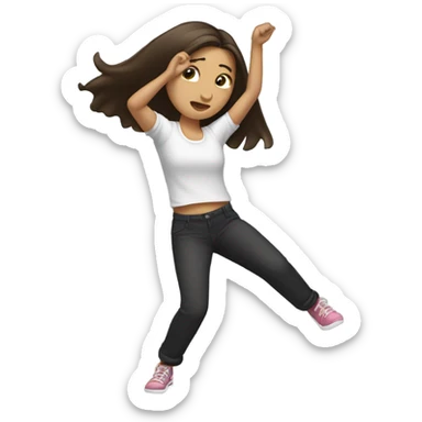 brunette girl dabbing sticker