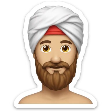 red white turban and brown beard white male sticker
