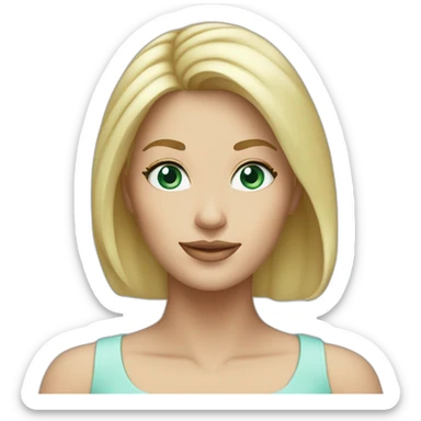 46 year old white female blonde hair with green-blue eyes sticker