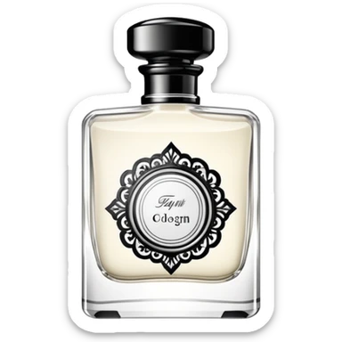 white and black luxury colonge  with a fancy luxurious design sticker