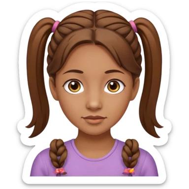 Tan skinned woman with brown hair in pigtails and hazel colored eyes. sticker