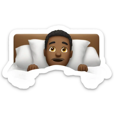 Guy laying down in bed lookin to the ceiling sticker