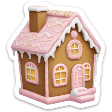 light pink and gold and white gingerbread house sticker