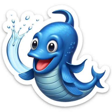 A blue eel with a funny face wiggles through the water, making everyone laugh with its silly expressions sticker