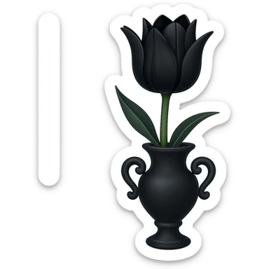 Add a gothic vase under the goth tulip in the style of apple emojis, keeping the background transparent. The style should mimic the apple emoji aesthetic with clean, colorful, and smooth shading typical of apple emojis. sticker