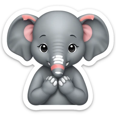 adorable elephant, hands clasped, teary-eyed sticker