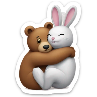 bear hugging a bunny sticker