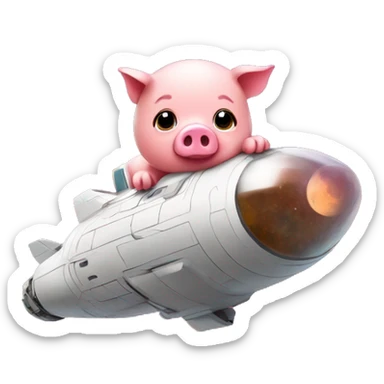 cute lil piggy on a spaceship to mars sticker