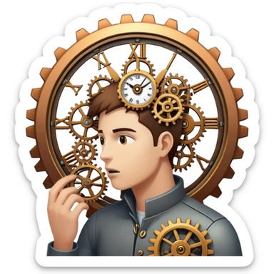 a person being eaten by a clock sticker