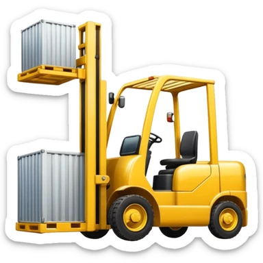 un muletto che scarica un camion usando cucchiaini  sticker