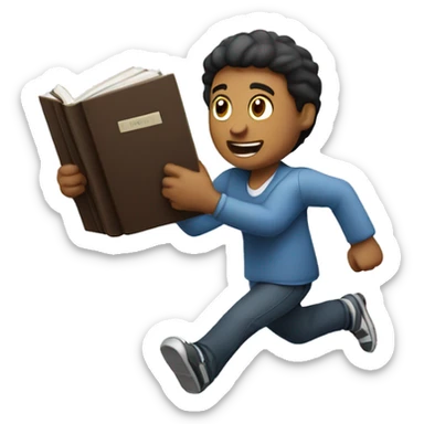 a man who is holding a book while he is running sticker