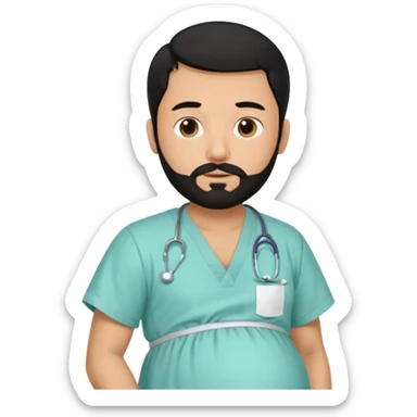 pregnant man with black beard and hair, side view sticker