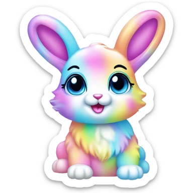 Lisa frank pastel sparkle bunny sticker