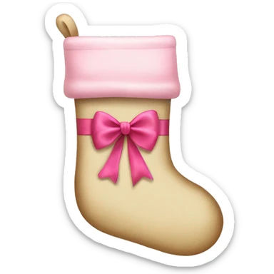Beige Christmas stockings with pink bow on it sticker