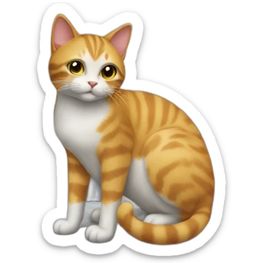 cat on top of the building sticker