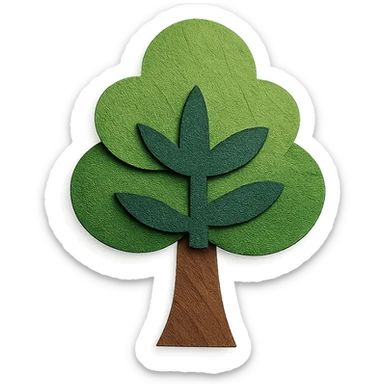 tree with layered leaves in paper-craft style sticker