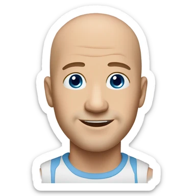 bald smiling man shaven blue eyes big chin sticker