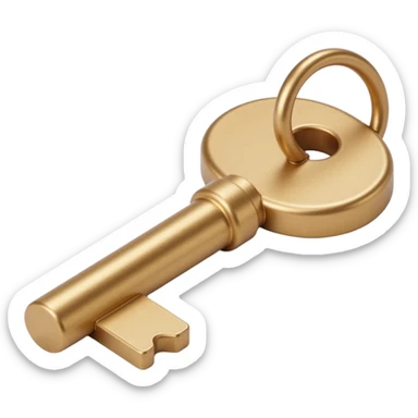 realistic metallic key, detailed and shiny, skeuomorphism icon style sticker