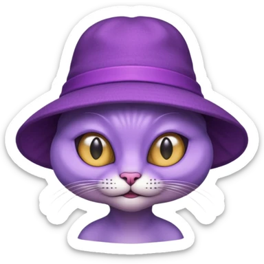 purple alien cat with no fur, and spectacles and hat sticker