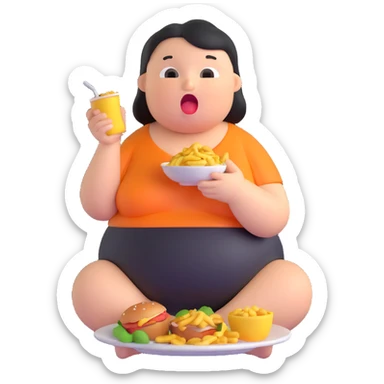 fat guy eating sticker