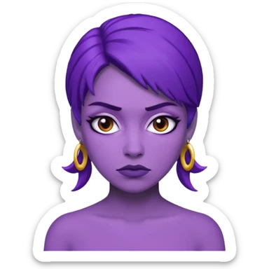 emoji of a racially ambiguous woman, who looks serious. no skin color please. use a color. sticker