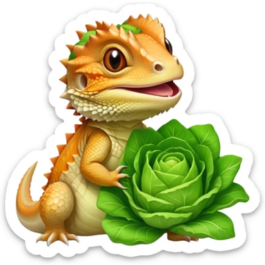 Bearded dragon eating lettuce sticker