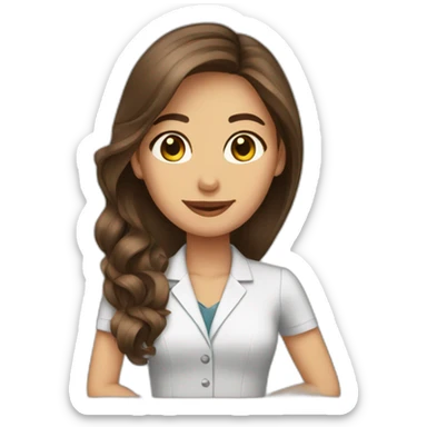 receptionist desk brown hair with flowers sticker