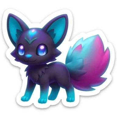 Colorful bioluminescent dark abysmal abyssal neon-glowing Trico-Sergal-Furret-Ferret-Wolverine-Vernid-furry-fursona-fusion-Fakemon-animal-hybrid-creature, full body sticker