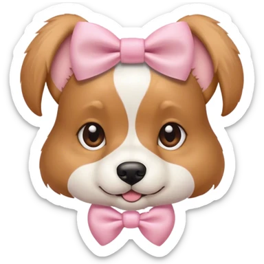A cute dog with a light pink bow  sticker