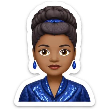 Ida B Wells with dark brown hair, indigo sequin outfit  sticker