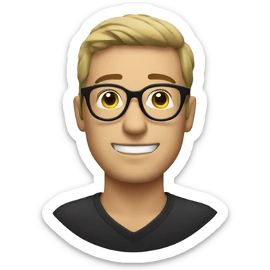 White Guy with round black glasses and a Pacifico sticker