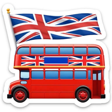 Union Jack flag, double decker bus, spice girls sticker