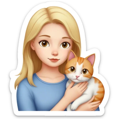 cat with a girl sticker