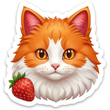 I want a cute cat with strawberries sticker