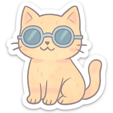 pastel toon style cat wearing sunglasses sticker