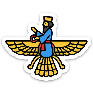 Cyrus the Great foruhar symbol, modern icon style, clean lines, minimalistic, suitable for app icon sticker
