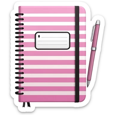 pink and brown striped diaries and pen sticker